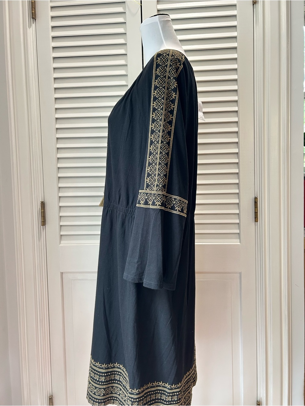 J. Jill Black Dress with Embroidery and Tassels NWT - Picture 4 of 9